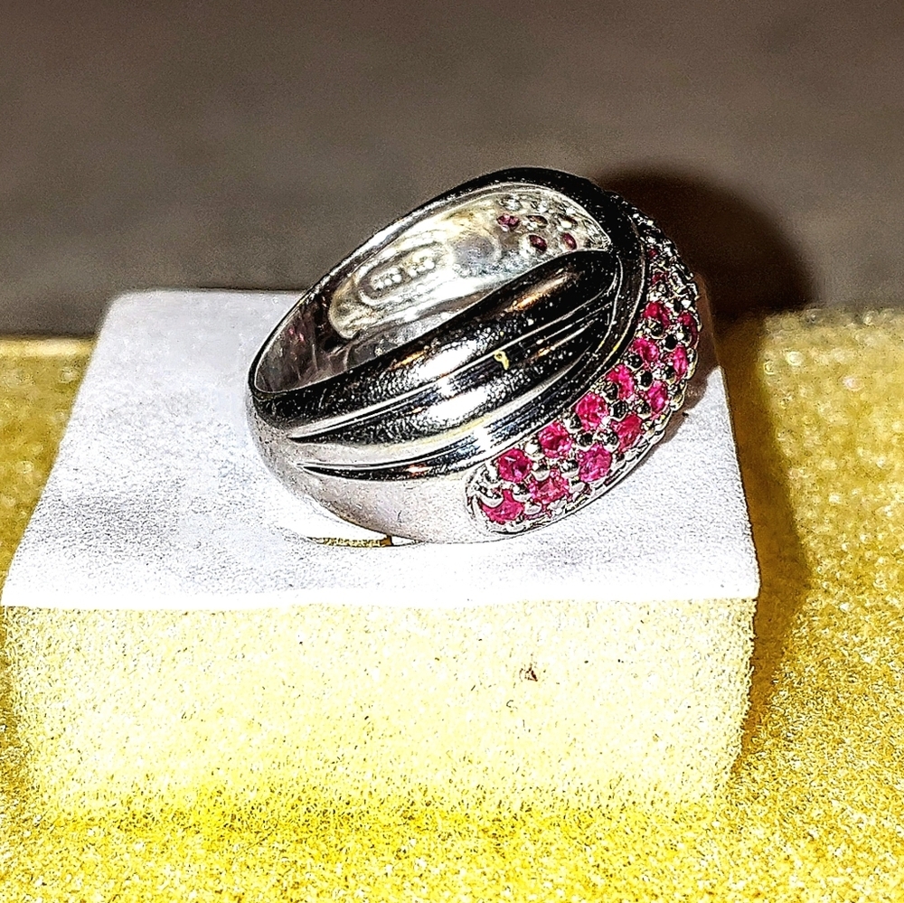 1ct Natural Ruby Sterling Silver Crossover Style … - image 7